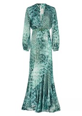 Silvia Tcherassi Remy Snake Print Stretch-Silk Maxi-Dress