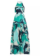 Silvia Tcherassi Rosalia Printed Linen Maxi Dress