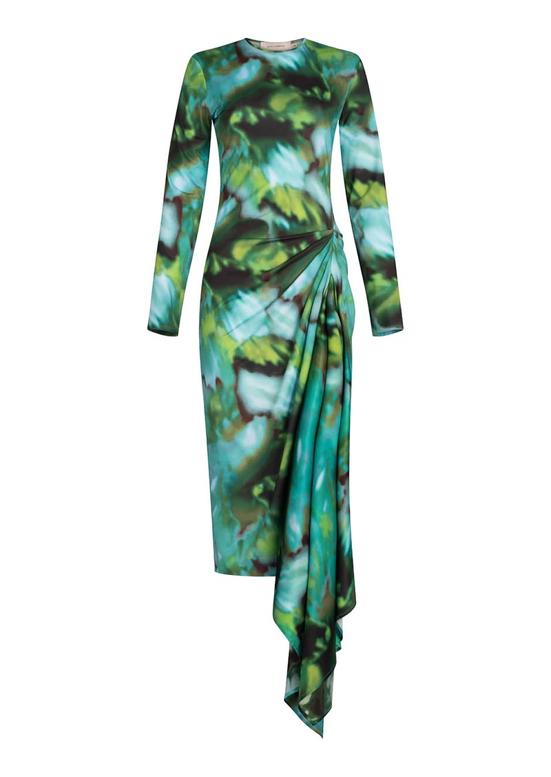 Silvia Tcherassi - Ananya Gathered Silk-Blend Midi Dress - Multi - M - Moda Operandi