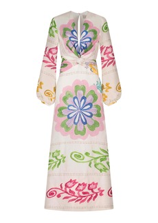 Silvia Tcherassi - Battia Printed Linen Maxi Dress - Multi - L - Moda Operandi