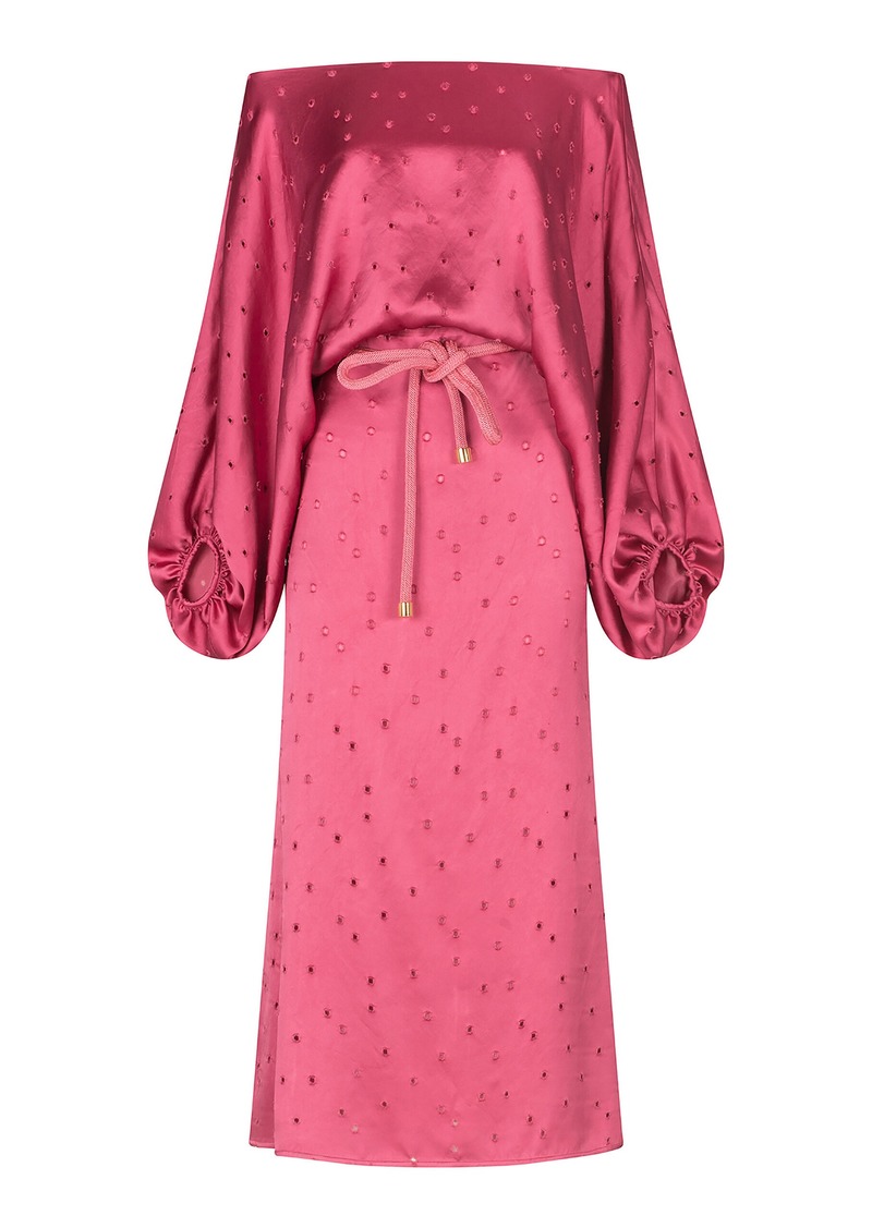 Silvia Tcherassi - Celia Printed Off-The-Shoulder Midi Dress - Pink - XS - Moda Operandi