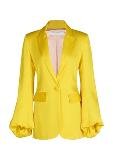 Silvia Tcherassi - Coco Puff-Sleeve Satin Blazer Jacket - Yellow - XS - Moda Operandi