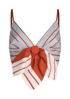 Silvia Tcherassi - Flor Tie-Detailed Cotton Crop Top - Orange - L - Moda Operandi