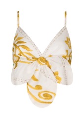 Silvia Tcherassi - Flor Tie-Detailed Linen Crop Top - Multi - L - Moda Operandi