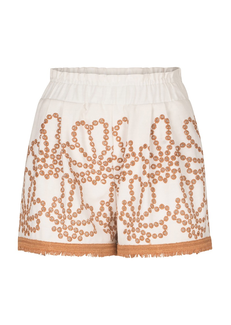 Silvia Tcherassi - Giogio Fringed Cotton-Blend Shorts - White - S - Moda Operandi