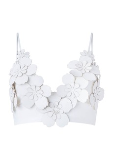 Silvia Tcherassi - Ibbie Embellished Faux Leather Crop Top - White - S - Moda Operandi