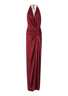 Silvia Tcherassi - Jazmin Gathered Satin Maxi Dress - Red - L - Moda Operandi