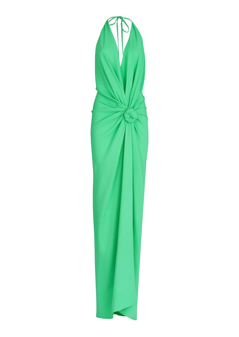 Silvia Tcherassi - Jazmin Knotted Crepe Maxi Halter Dress - Turquoise - L - Moda Operandi