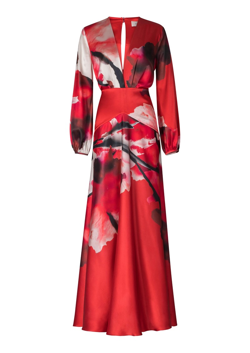 Silvia Tcherassi - Keira Silk Abstract Floral Print Wrap Maxi Dress - Red - XL - Moda Operandi