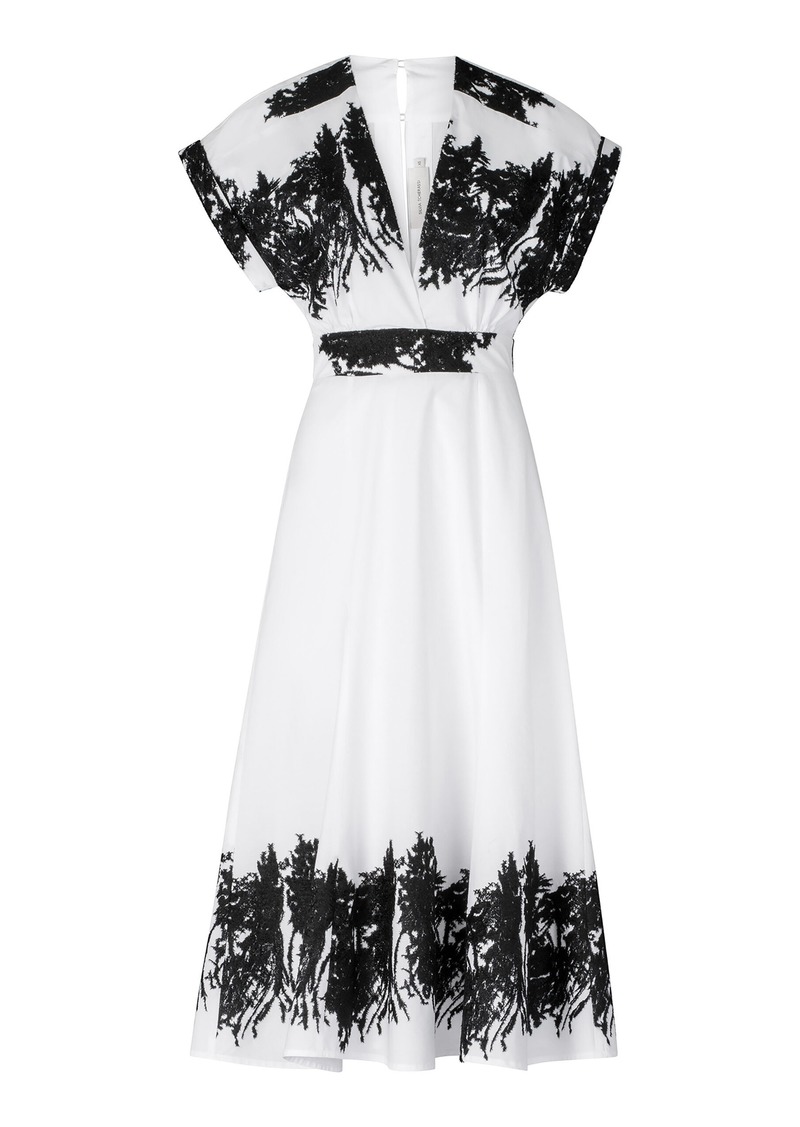 Silvia Tcherassi - Laila Cotton Velvet A-line Midi Dress - White - XS - Moda Operandi