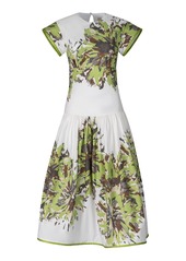 Silvia Tcherassi - Lara Cotton Floral A-line Midi Dress - Green - M - Moda Operandi