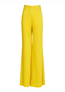Silvia Tcherassi - Palermo Tailored Satin Wide-Leg Pants - Yellow - L - Moda Operandi