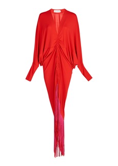 Silvia Tcherassi - Rosalyn Fringe-Detailed Draped Maxi Dress - Pink - M - Moda Operandi