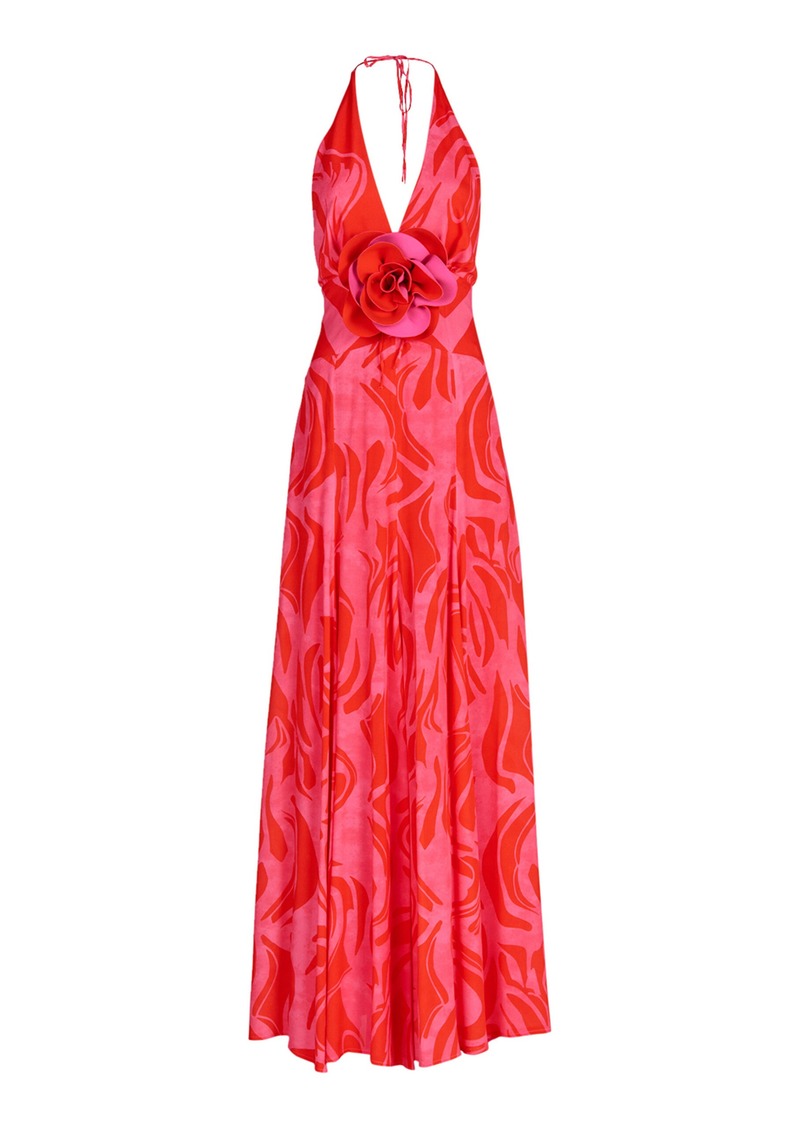 Silvia Tcherassi - Tawny Floral-Appliqué Halter Maxi Dress - Multi - XS - Moda Operandi