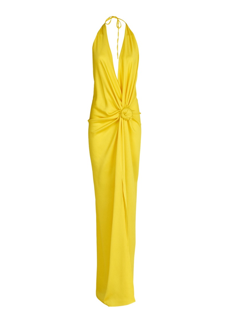 Silvia Tcherassi - Torgiano Gathered Halter Maxi Dress - Yellow - L - Moda Operandi