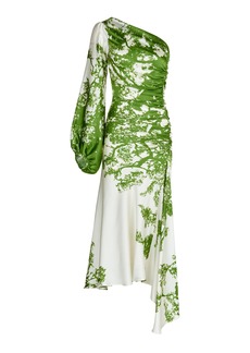Silvia Tcherassi - Villanova Ruched Silk Midi Dress - Green - S - Moda Operandi