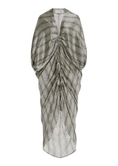 Silvia Tcherassi - Women's Cloister Draped Herringbone Stretch-Silk Maxi Dress - Print - Moda Operandi