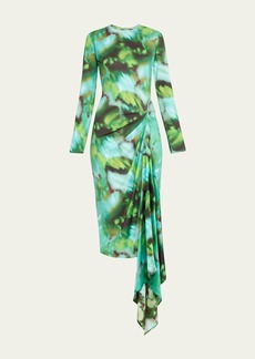 Silvia Tcherassi Abstract Ananya Long-Sleeve Midi Dress