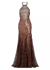 Silvia Tcherassi Terni Sequined Halter Maxi Dress