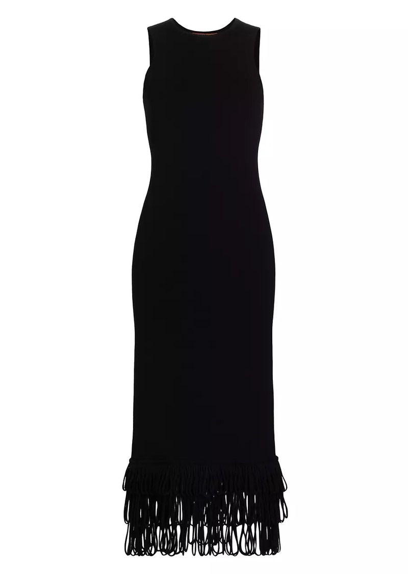 Simon Miller Albers Fringed Knit Sleeveless Midi-Dress