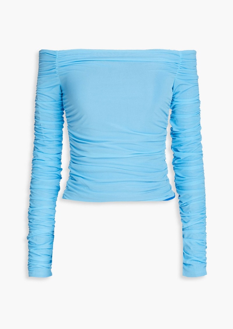 Simon Miller - Nai off-the-shoulder ruched jersey top - Blue - XS