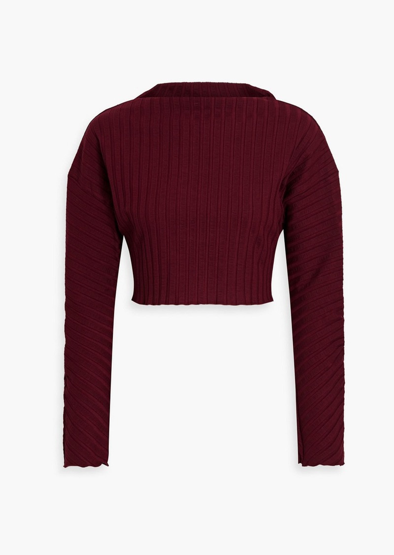 Simon Miller - Zippie cropped ribbed jersey top - Burgundy - M