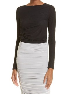 Simon Miller Marz Ruched Long Sleeve Top in Black at Nordstrom