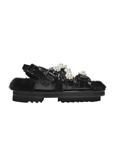 Simone Rocha Multi-Strap Track Sandal in Black Pearl Leather