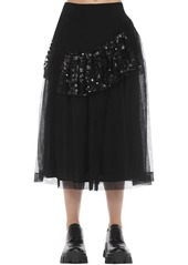 Simone Rocha Patchwork Sequin Ruffled Midi Skirt