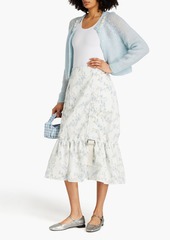 Simone Rocha - Buckle-detailed ruffled floral-print taffeta midi skirt - Blue - UK 4