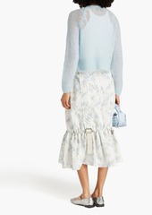 Simone Rocha - Buckle-detailed ruffled floral-print taffeta midi skirt - Blue - UK 4