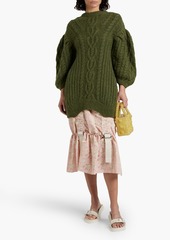 Simone Rocha - Buckle-detailed ruffled floral-print taffeta midi skirt - Pink - UK 6