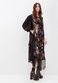 Simone Rocha - Crystal-embellished Patchwork Satin Midi Dress - Womens - Black Multi