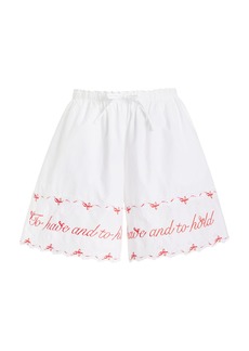 Simone Rocha - Easy Printed Cotton Poplin Shorts - White - UK 8 - Moda Operandi