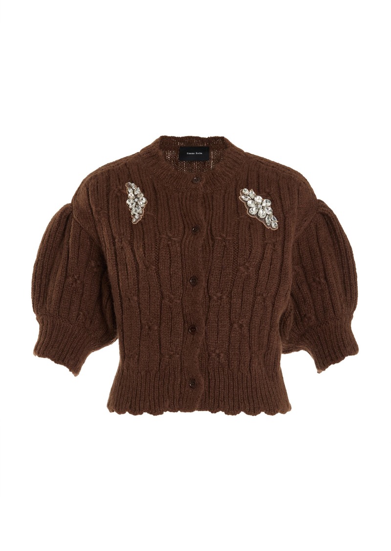 Simone Rocha - Embellished Knit Cardigan - Brown - L - Moda Operandi