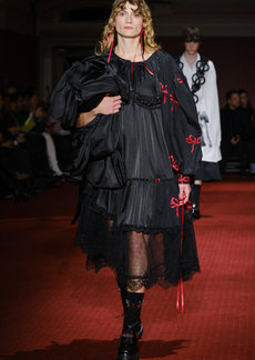 Simone Rocha - Embellished Satin-Cotton Patchwork Midi Dress - Black - UK 6 - Moda Operandi