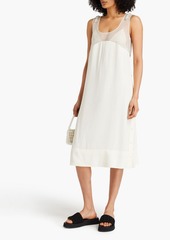 Simone Rocha - Embellished tulle-paneled crepe de chine midi dress - White - UK 8
