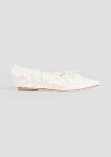 Simone Rocha - Embellished tweed point-toe flats - White - EU 36