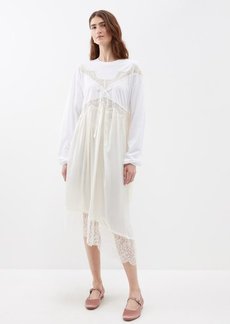 Simone Rocha - Lace-trim Cotton-jersey And Satin Midi Dress - Womens - White