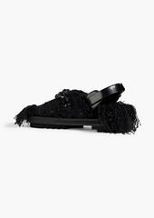 Simone Rocha - Low Trek Heart embellished frayed tweed slingback sandals - Black - EU 36