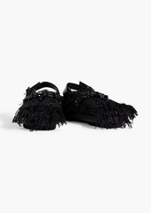 Simone Rocha - Low Trek Heart embellished frayed tweed slingback sandals - Black - EU 36