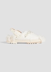 Simone Rocha - Low Trek Heart embellished frayed tweed slingback sandals - White - EU 38