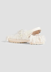 Simone Rocha - Low Trek Heart embellished frayed tweed slingback sandals - White - EU 40