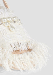 Simone Rocha - Low Trek Heart embellished frayed tweed slingback sandals - White - EU 38