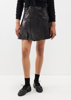 Simone Rocha - Pleated Leather Mini Skirt - Womens - Black