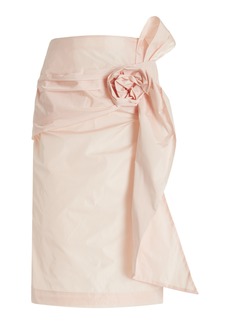 Simone Rocha - Rose-Detailed Taffeta Midi Skirt - Pink - UK 10 - Moda Operandi