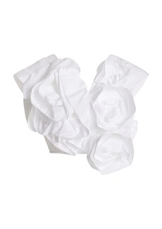 Simone Rocha - Rosette-Detailed Cotton Poplin Crop Top - White - UK 10 - Moda Operandi