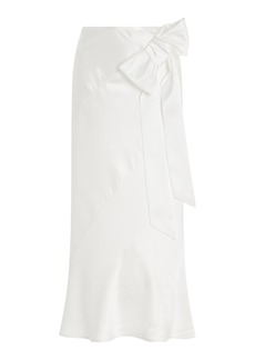 Simone Rocha - Spiral Bow-Detailed Silk Midi Skirt - Ivory - UK 8 - Moda Operandi