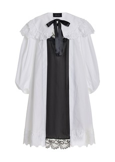Simone Rocha - Women's Layered Silk and Cotton Midi Dress - Black/white - Moda Operandi