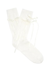 Simone Rocha - Women's Ribbon-Detailed Stretch-Cotton Blend Lace Ankle Socks - Black/white - Best Seller - Moda Operandi